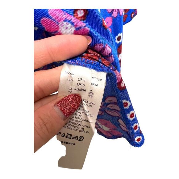 Free People DAISY JANE LONG SLEEVE MINI DRESS BLUE PURPLE BOTANICAL COMBO Small - Picture 6 of 6